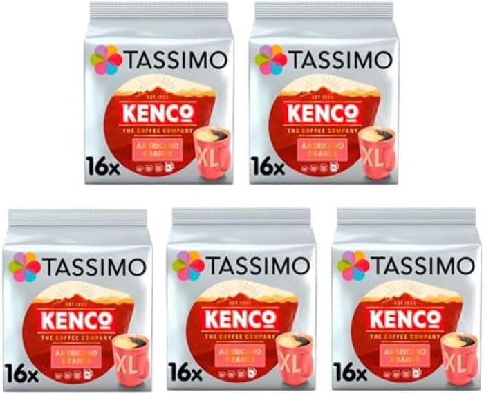 Tassimo Kenco Americano Grande XL Coffee Pods x16 (Pack of 5, Total 80 Drinks)