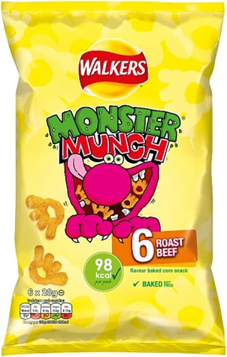 Walkers Monster Munch Roast Beef, 6 x 20g