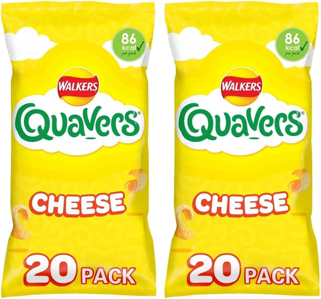 Walkers Quavers Cheese Multipack Snacks Crisps 20x16g (Pack of 2)