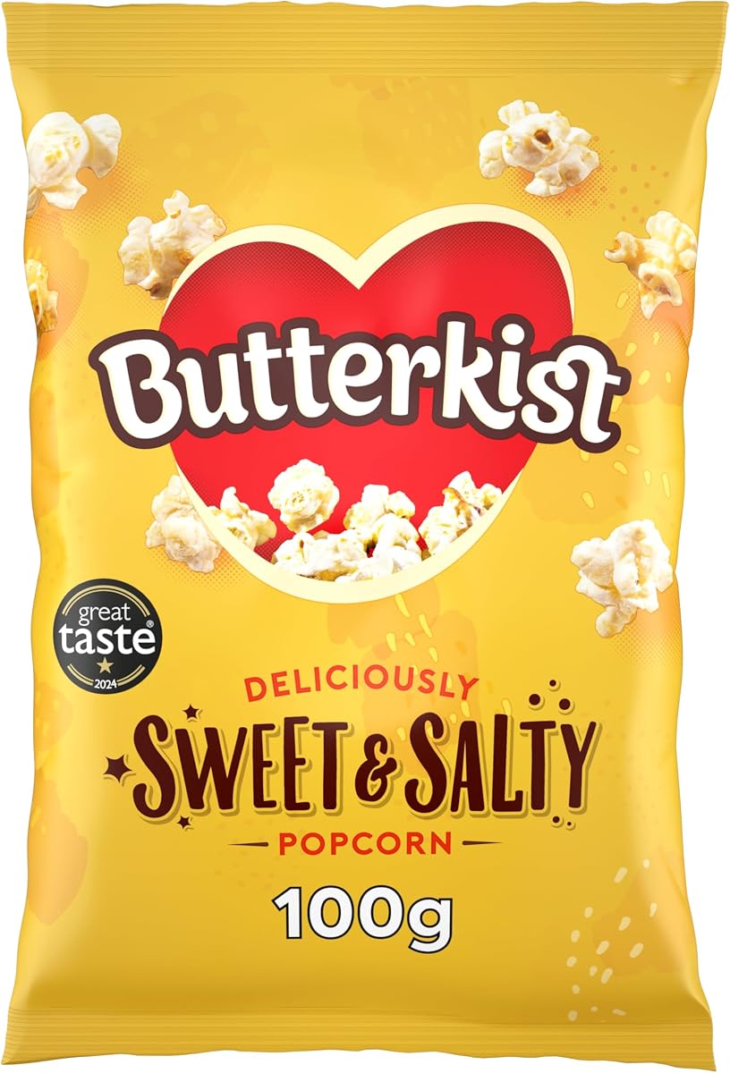 Butterkist - SWEET & SALTY popcorn 100g - 150 Calories Per Serving - Gluten Free, No Artificial Colours or Flavours, Suitable