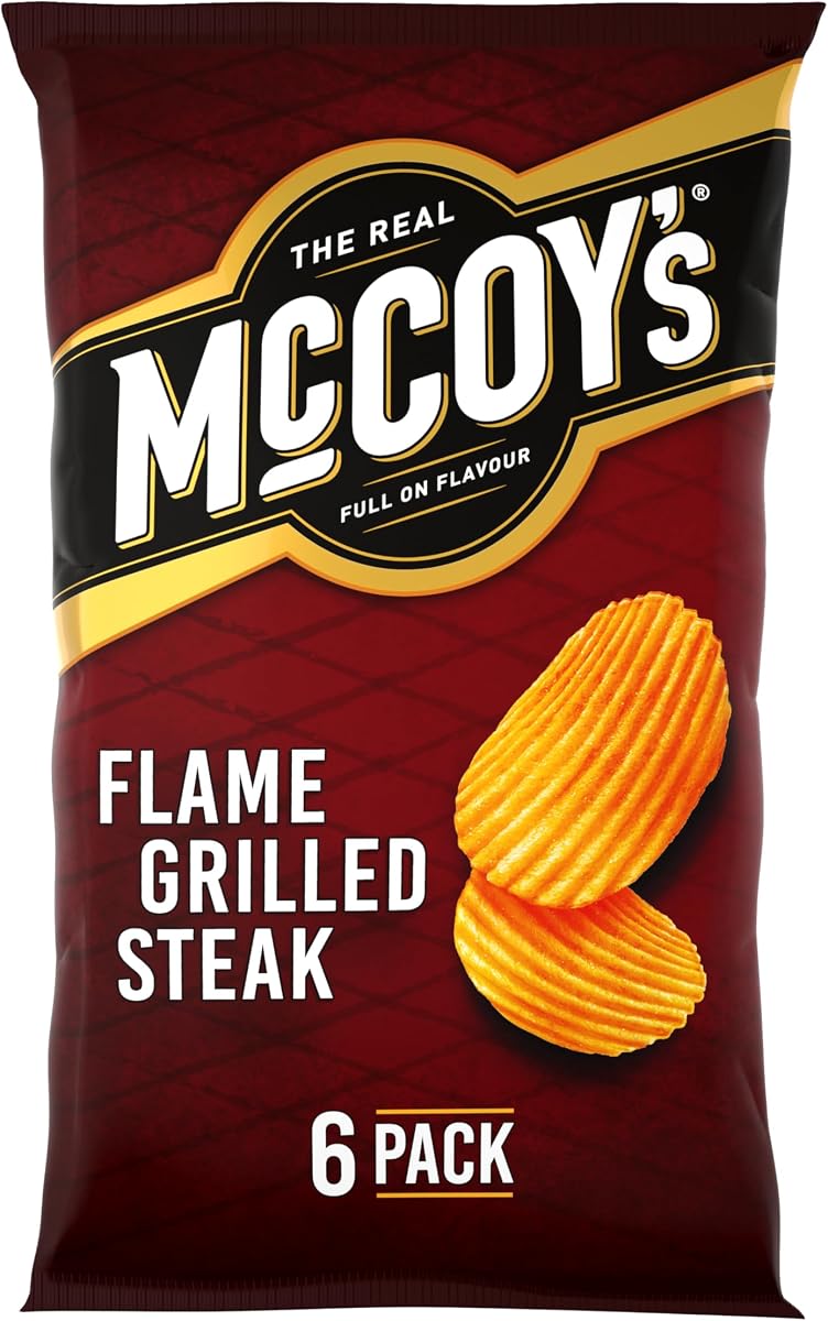McCoy's Flame Grilled Steak Flavour Ridge Cut Potato Crisps, 6 x 25g 701288