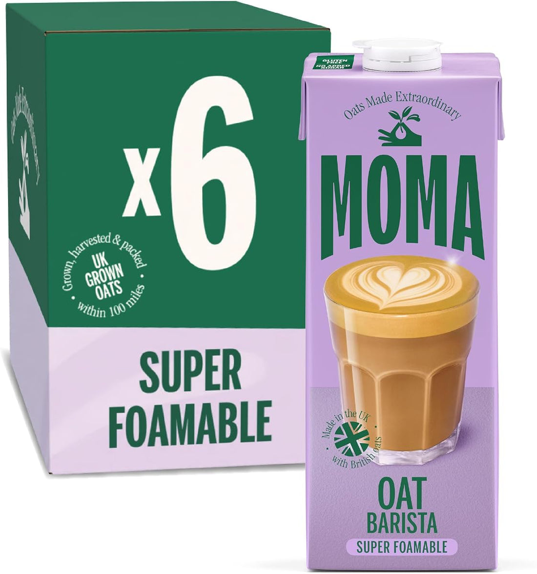 MOMA Barista Oat Drink - 6 x 1L - 100% Plant Based Vegan - Perfect for Frothy Coffee - Made with the whole of the oat for