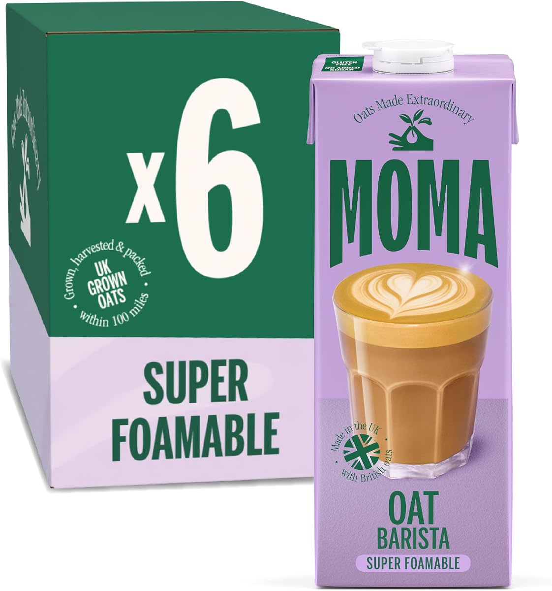MOMA Barista Oat Drink - 6 x 1L - 100% Plant Based Vegan - Perfect for Frothy Coffee - Made with the whole of the oat for