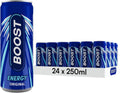 Boost Energy Drink Original Flavour - 24 Pack Drinks with Caffeine, Taurine and Vitamin B - Carbonated Energy Drinks - Gluten Free Vegan Low Calorie Fizzy Drinks Multipack - 24x250