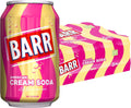 BARR 24 Pack American Cream Soda, Zero No Sugar Sparkling Soft Drink with a Creamy Taste of American Cream Soda Fizzy Pop, 24