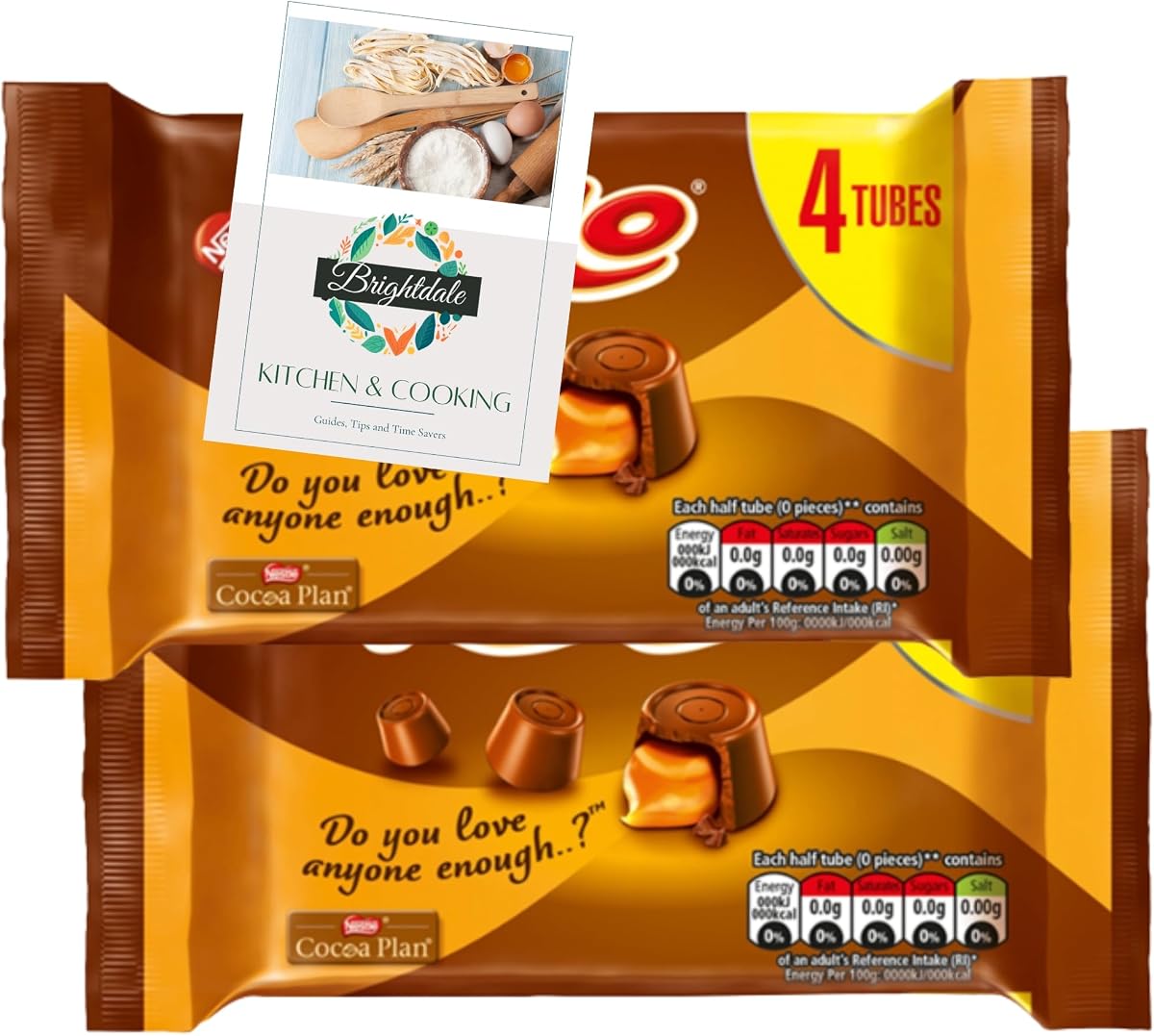 Chocolate Sweet Bundle for Rolo (4 Tubes per pack) 2 Pack 166.4g + Brightdale Kitchen Booklet