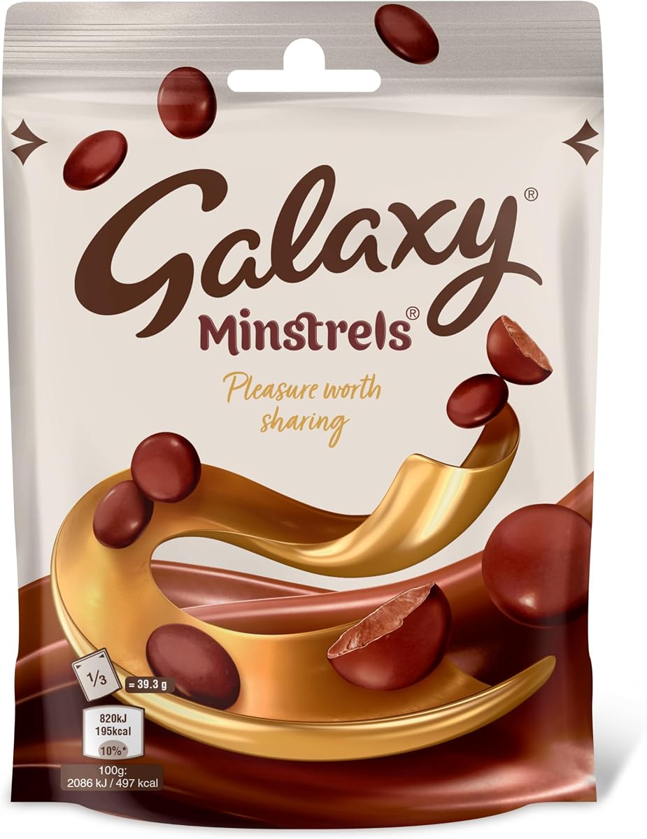 Galaxy Minstrels Milk Chocolate Sharing Bag 118g, Smooth Chocolate Buttons with a Crisp Candy Shell, Chocolate Treat, Movie N