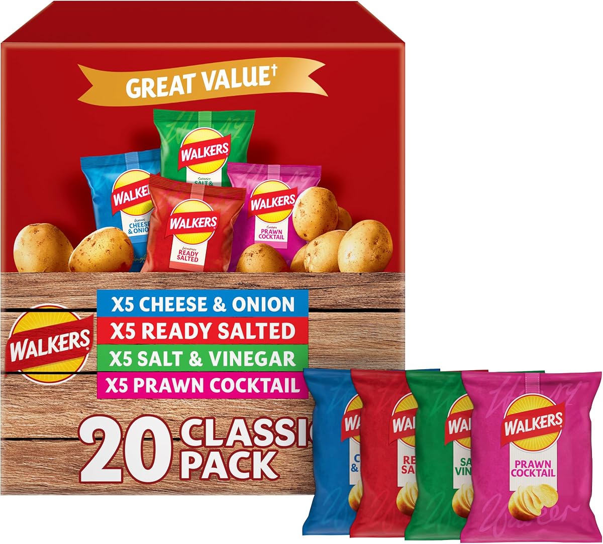 Walkers Classic Variety Multipack Crisps Box 20x25 g