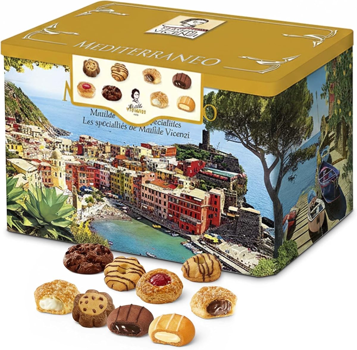 Topline Matilde Vicenzi Biscuit Tin 907g – 8 Different Varieties of Italian Assorted Biscuits & Pastries -Premium Gift Box, Gourmet Snacks – Christmas Tea Time Treats for Women